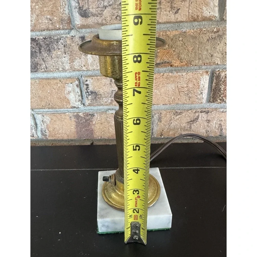 Vintage Brass Column w/ Marble Block Base Lamp Art Deco 1930s